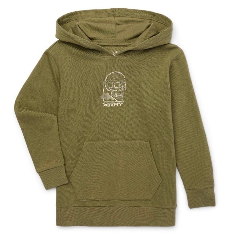 Wonder Nation Boys Graphic Fleece Hoodie, Sizes XL Green Cotton Blend Skull